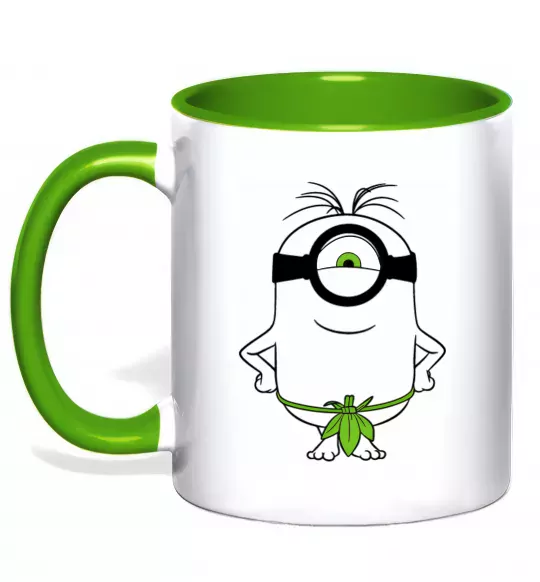 Чашка с цветной ручкой Міньйон островитянин Зеленый фото
