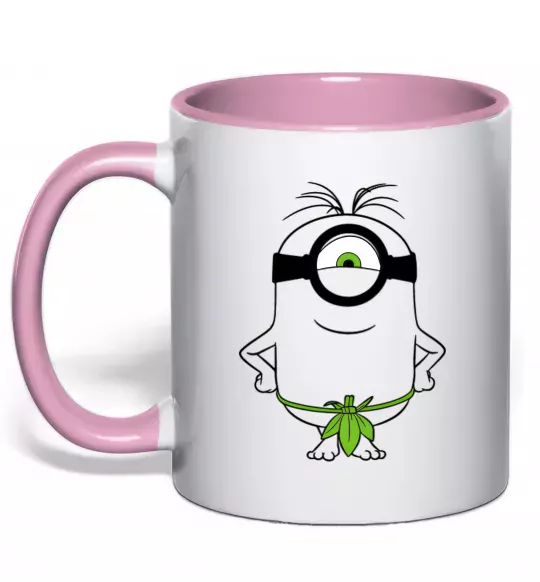 Чашка с цветной ручкой Міньйон островитянин Нежно розовый фото