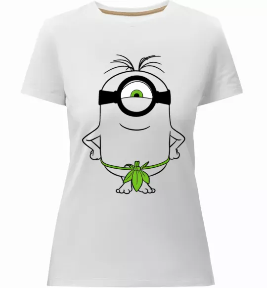 Жіноча преміум футболка Міньйон островитянин Білий фото