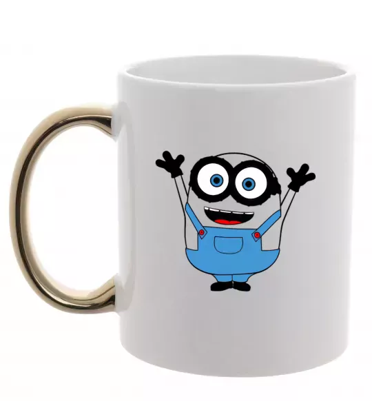 Чашка з кольоровою ручкою Радісний міньйон Золото фото