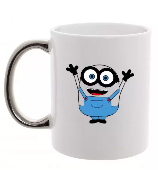 Чашка з кольоровою ручкою Радісний міньйон Срібло фото