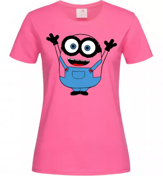 Жіноча футболка Радісний міньйон Яскраво-рожевий фото