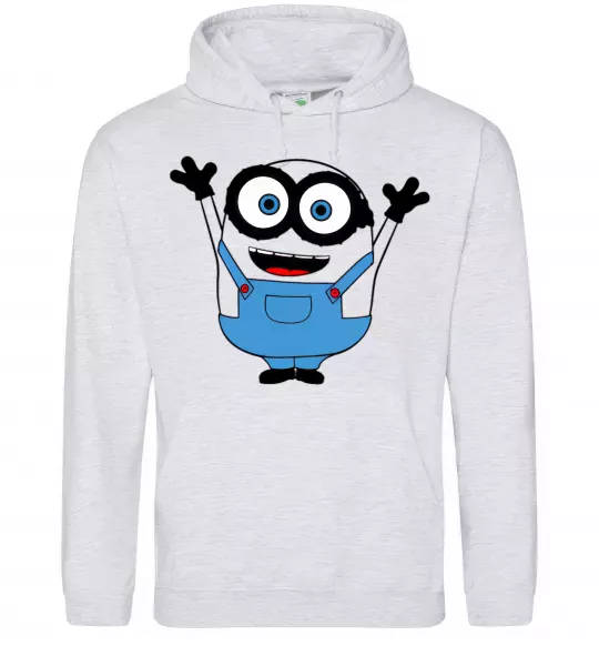 Чоловіча толстовка (худі) Радісний міньйон Сірий меланж фото