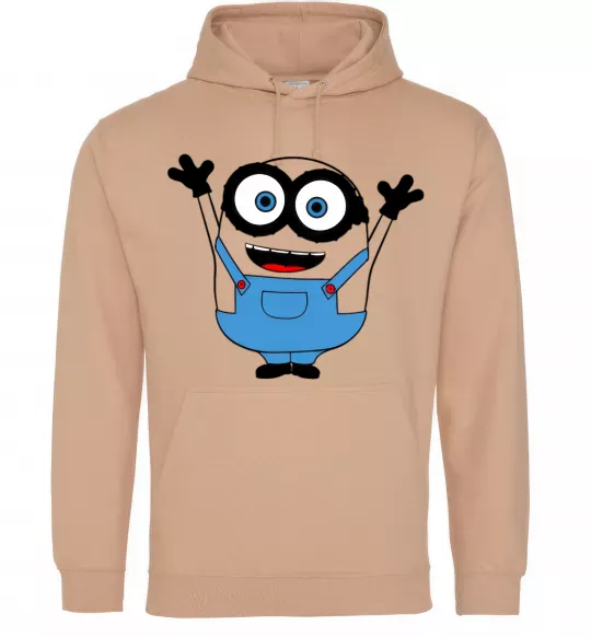 Чоловіча толстовка (худі) Радісний міньйон Пісочний фото