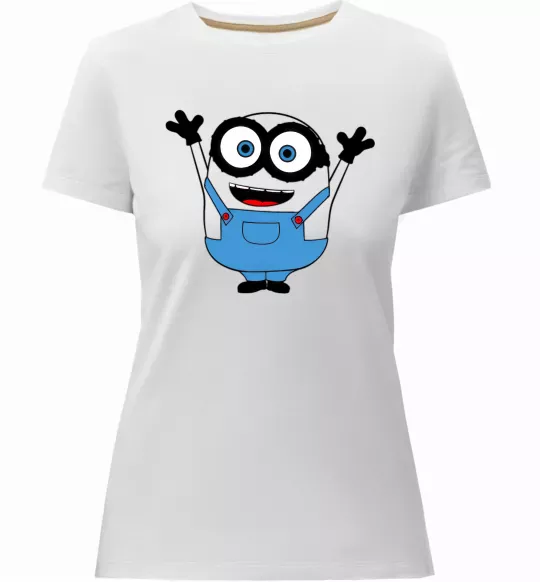 Женская премиум футболка Радісний міньйон Белый фото