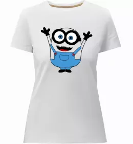 Жіноча преміум футболка Minions напис Білий фото