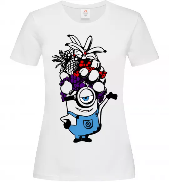Жіноча футболка Міньйон з фруктами Білий фото