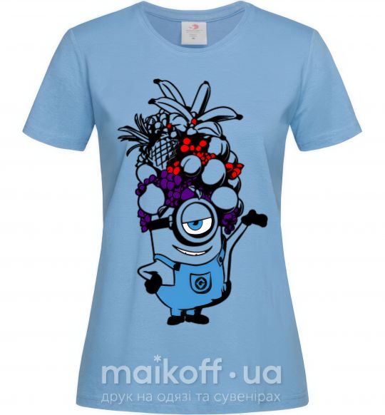 Женская футболка Миньон с фруктами Голубой фото