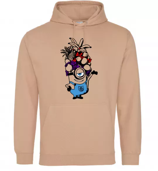 Чоловіча толстовка (худі) Міньйон з фруктами Пісочний фото
