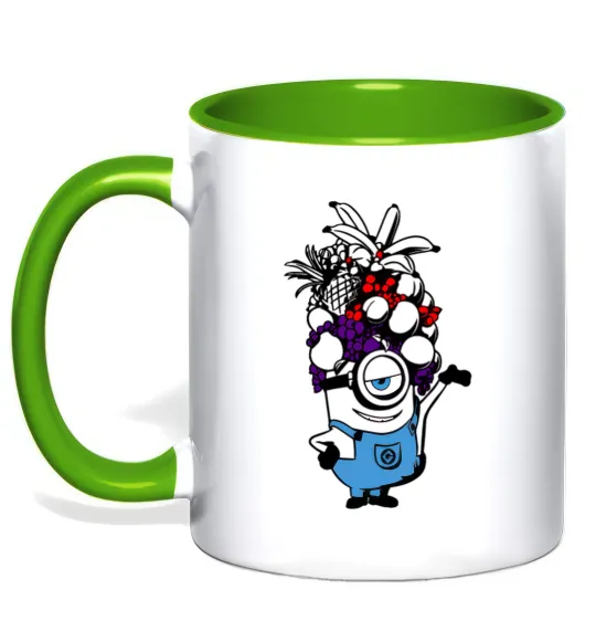 Чашка с цветной ручкой Міньйон з фруктами Лаймовый фото