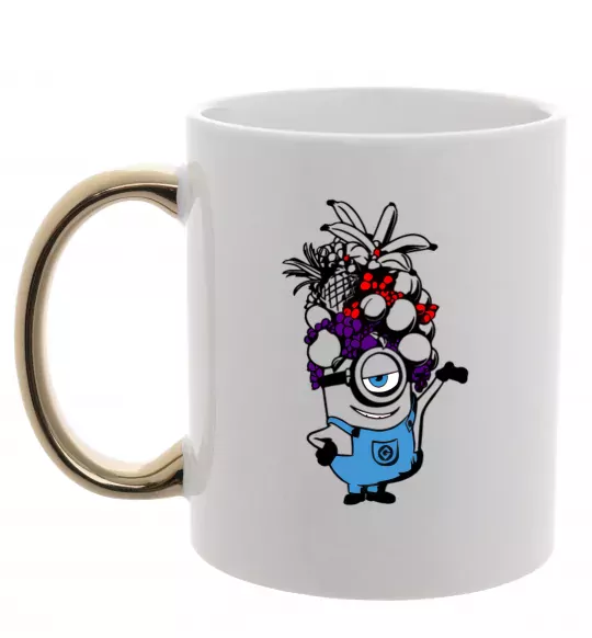 Чашка з кольоровою ручкою Міньйон з фруктами Золото фото