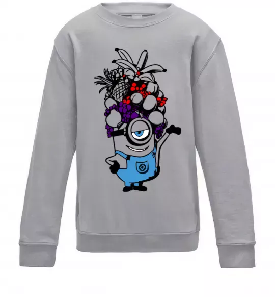 Детский Свитшот Міньйон з фруктами Серый меланж фото