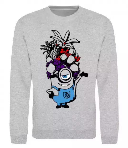 Світшот Міньйон з фруктами Сірий меланж фото