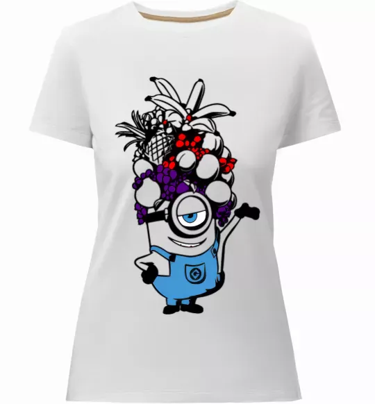 Жіноча преміум футболка Міньйон з фруктами Білий фото