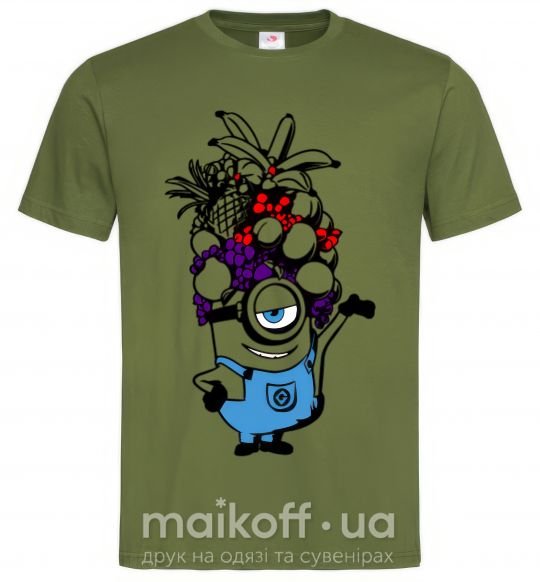 Мужская футболка Миньон с фруктами Оливковый фото