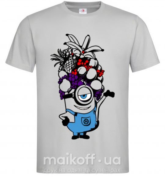 Чоловіча футболка Миньон с фруктами Сірий фото