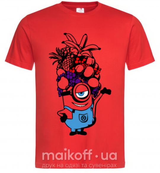 Чоловіча футболка Миньон с фруктами Червоний фото