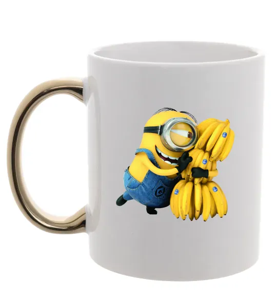 Чашка з кольоровою ручкою Міньйон та багато бананів Золото фото