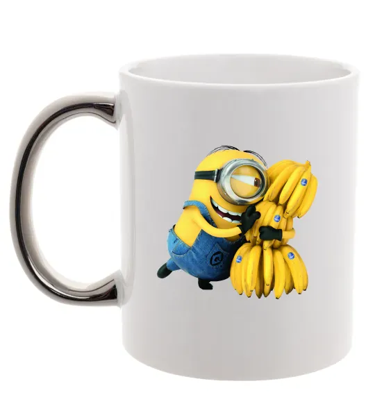 Чашка з кольоровою ручкою Міньйон та багато бананів Срібло фото