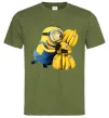Чоловіча футболка Міньйон та багато бананів Оливковий фото