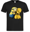 Чоловіча футболка Міньйон та багато бананів Чорний фото