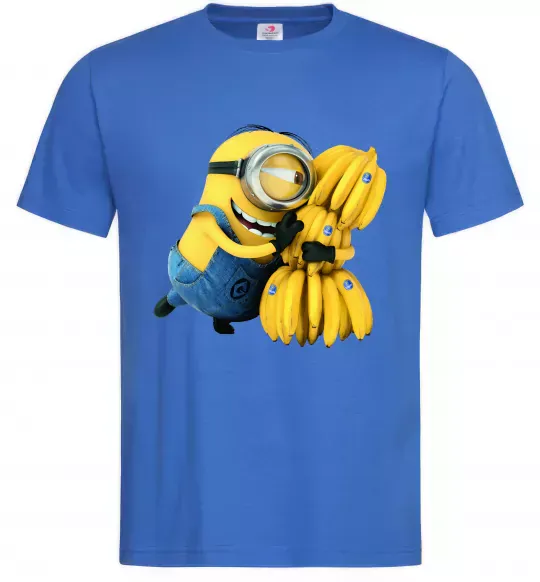 Чоловіча футболка Міньйон та багато бананів Яскраво-синій фото