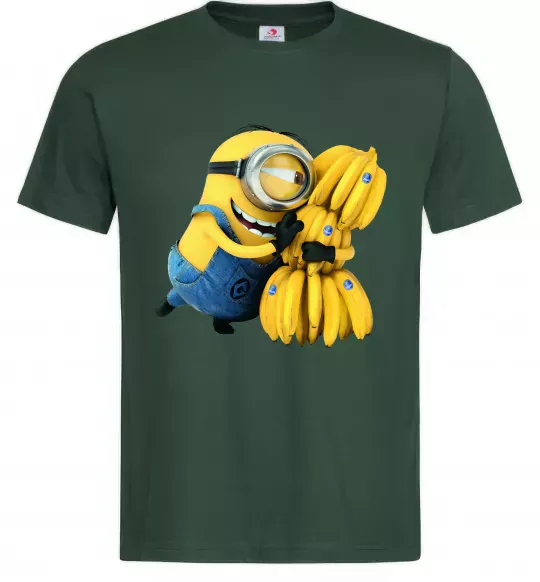 Чоловіча футболка Міньйон та багато бананів Темно-зелений фото