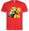Чоловіча футболка Міньйон та багато бананів Червоний фото