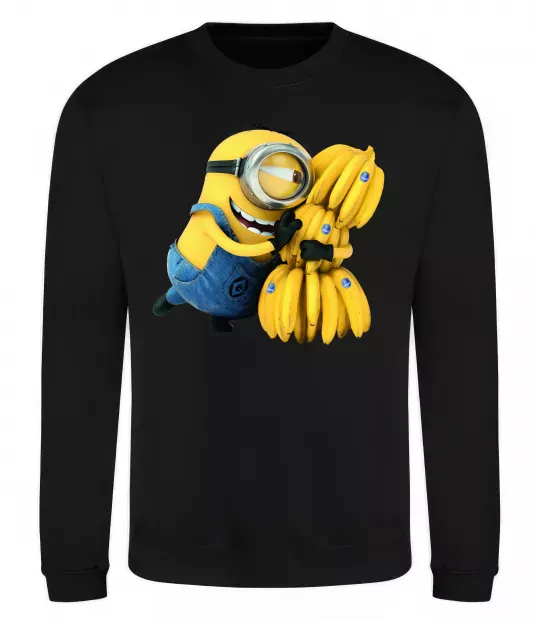Світшот Міньйон та багато бананів Чорний фото