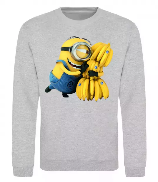 Світшот Міньйон та багато бананів Сірий меланж фото