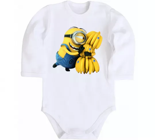 Детский боди Міньйон та багато бананів Белый фото