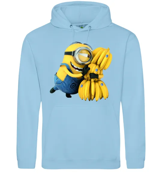 Мужская толстовка (худи) Міньйон та багато бананів Голубой фото