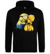 Женская толстовка (худи) Міньйон та багато бананів Черный фото