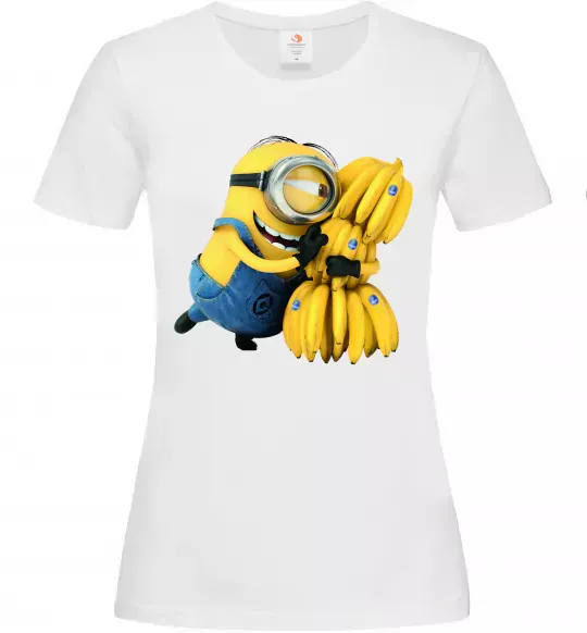 Женская футболка Міньйон та багато бананів Белый фото