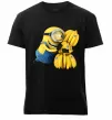 Чоловіча преміум футболка Міньйон та багато бананів Чорний фото