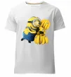 Чоловіча преміум футболка Міньйон та багато бананів Білий фото