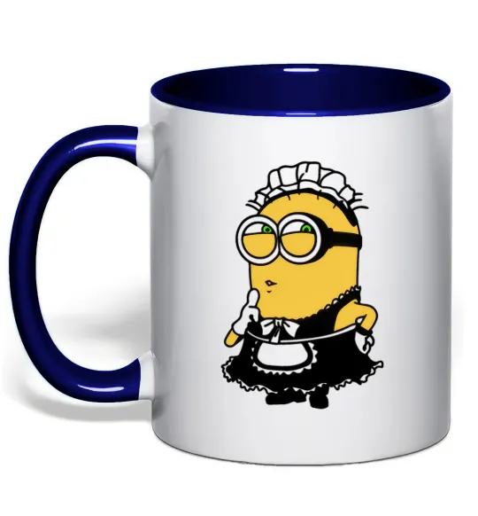 Чашка с цветной ручкой Міньйон покоївка Глубокий темно-синий фото