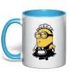 Чашка с цветной ручкой Міньйон покоївка Голубой фото