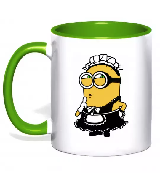 Чашка с цветной ручкой Міньйон покоївка Зеленый фото