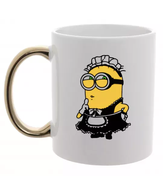 Чашка с цветной ручкой Міньйон покоївка Золото фото