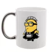 Чашка с цветной ручкой Міньйон покоївка Серебро фото