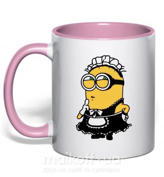 Чашка с цветной ручкой Миньон горничная Нежно розовый фото