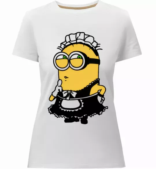 Женская премиум футболка Міньйон покоївка Белый фото