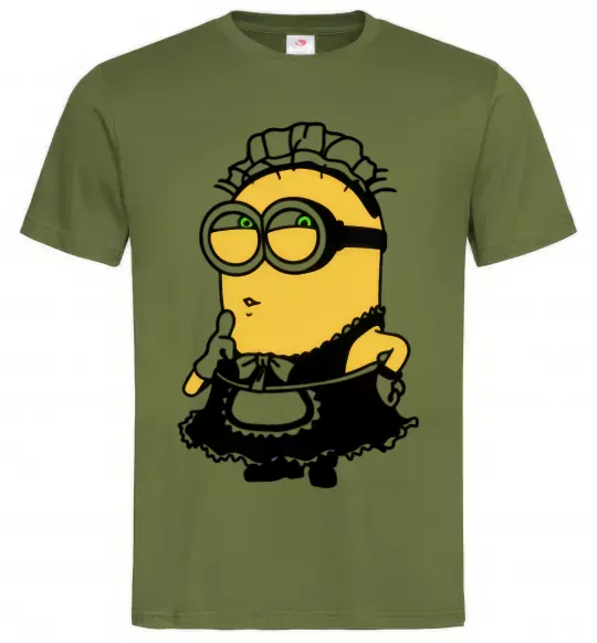 Чоловіча футболка Міньйон покоївка Оливковий фото