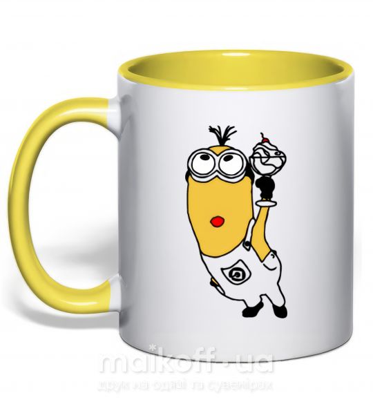 Чашка с цветной ручкой Миньон с моржо Солнечно желтый фото