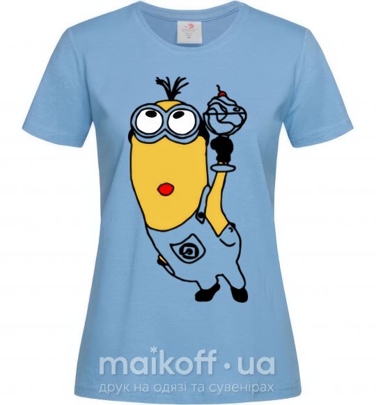 Женская футболка Миньон с моржо Голубой фото