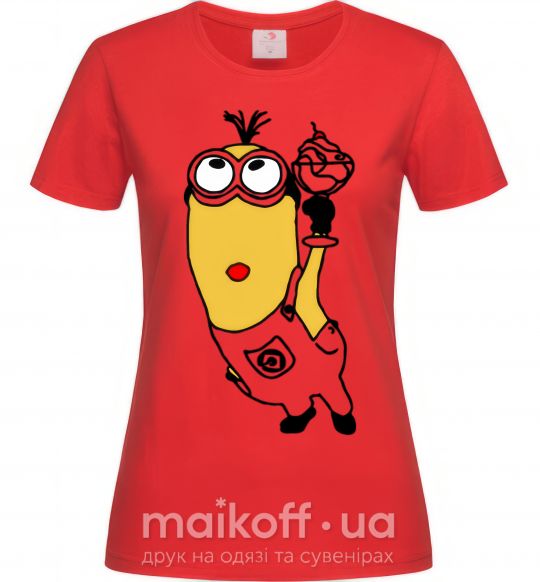 Женская футболка Миньон с моржо Красный фото