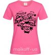 Женская футболка Миньоны сердечко Ярко-розовый фото