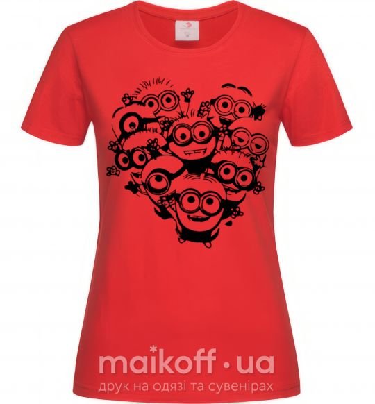 Женская футболка Миньоны сердечко Красный фото