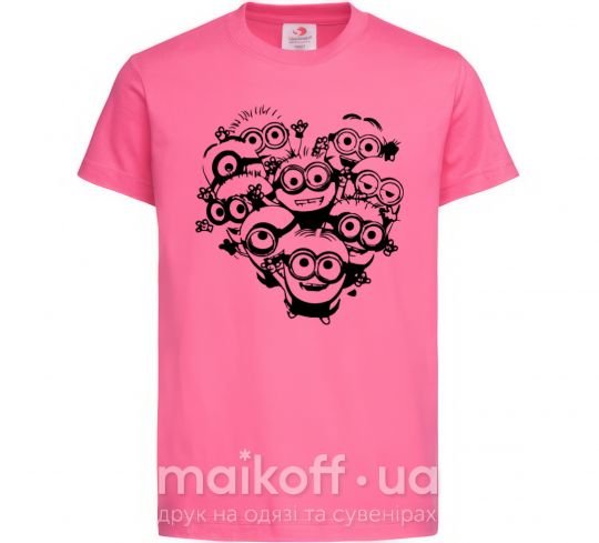Детская футболка Миньоны сердечко Ярко-розовый фото